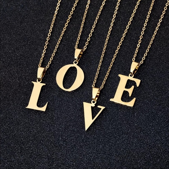 Jewelry - Stainless Steel Letter *I* Gold Pedant Necklace, nice Necklace, cute Necklace.